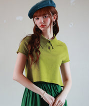 ラグランスリーブポロネックサマーニットsdpxyf6115 グリーン