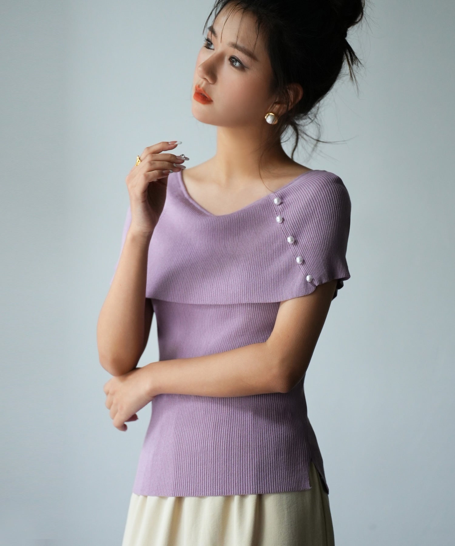 ケープ風2way半袖サマーニットsdpxyf6116-103-100