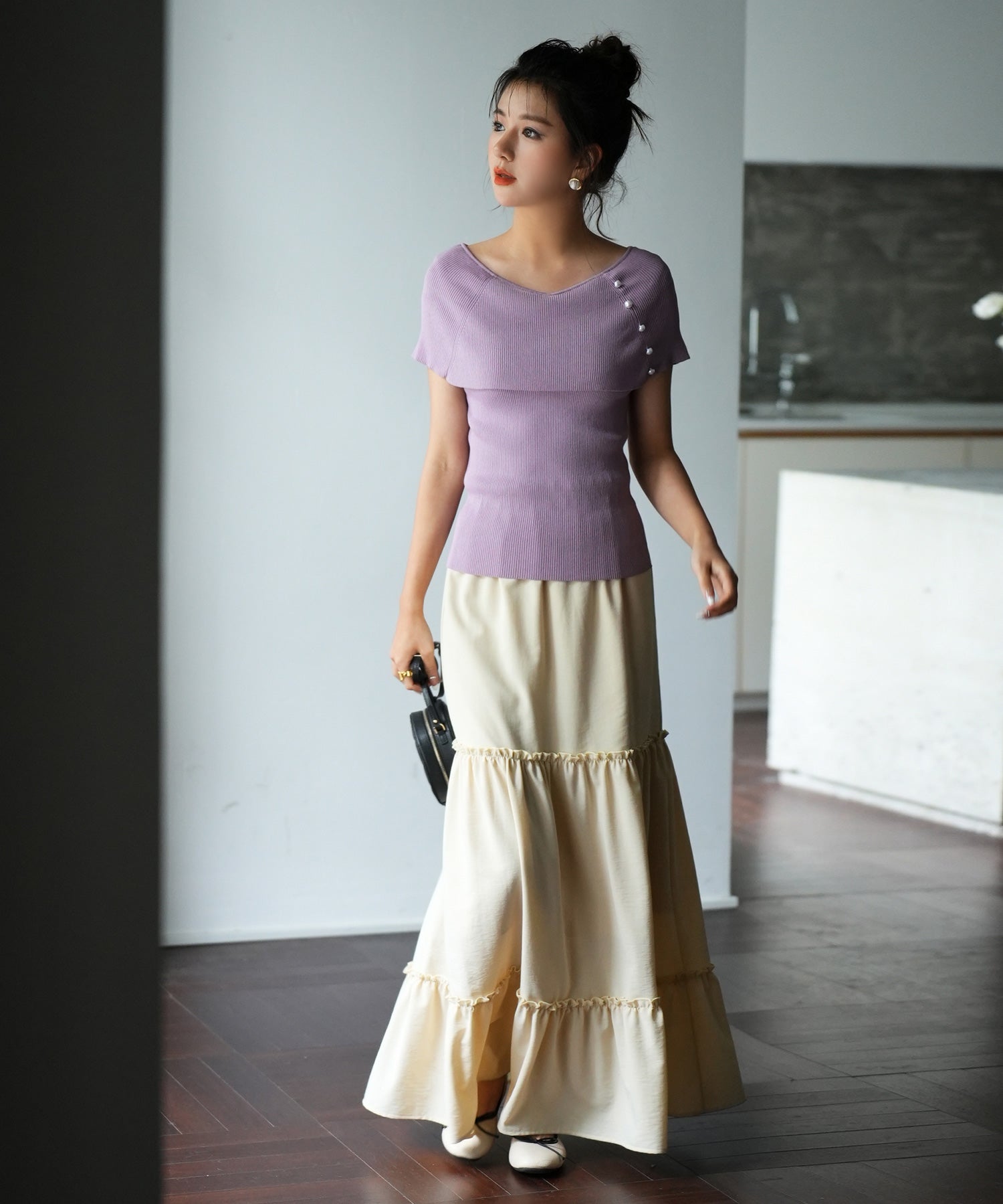 ケープ風2way半袖サマーニットsdpxyf6116 ラベンダー