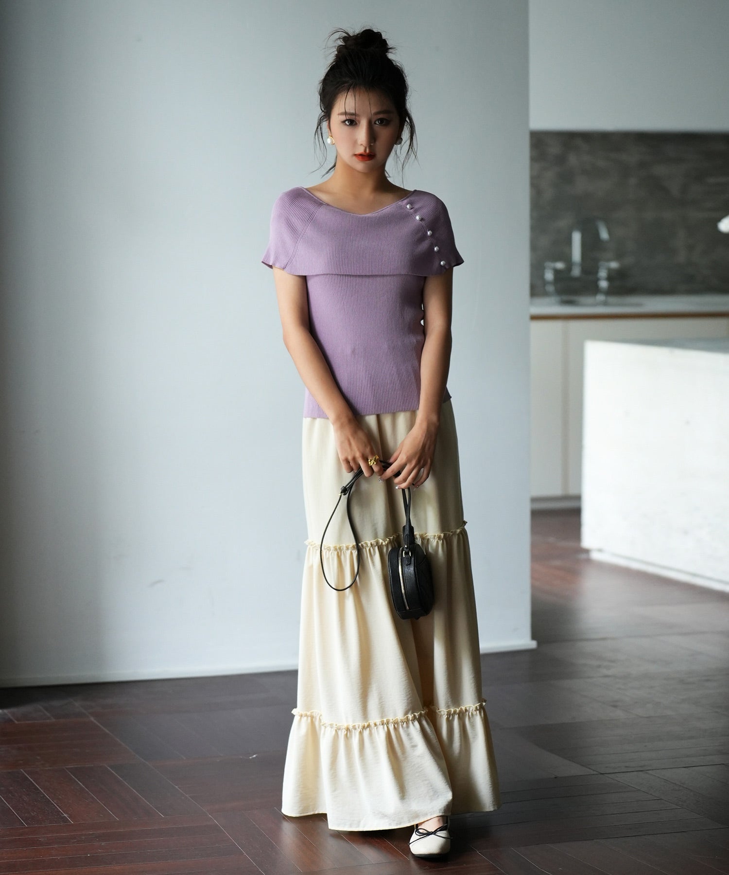 ケープ風2way半袖サマーニットsdpxyf6116 ラベンダー