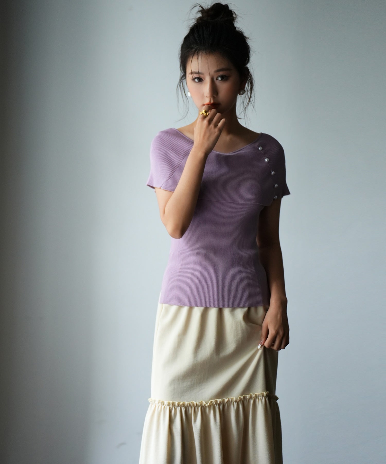 ケープ風2way半袖サマーニットsdpxyf6116 ラベンダー