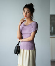 ケープ風2way半袖サマーニットsdpxyf6116 ラベンダー