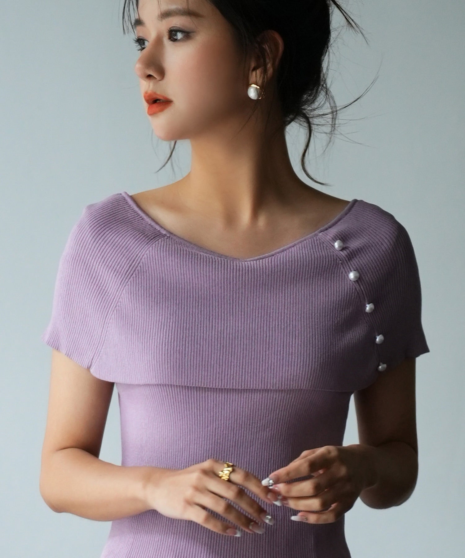 ケープ風2way半袖サマーニットsdpxyf6116 ラベンダー