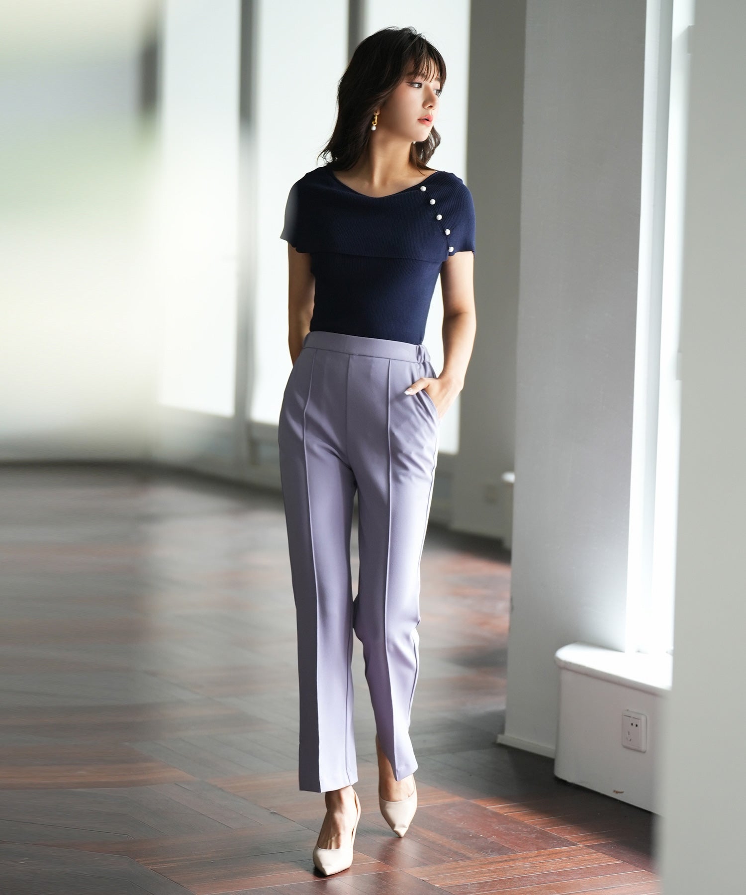 ケープ風2way半袖サマーニットsdpxyf6116 ネイビー