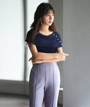 ケープ風2way半袖サマーニットsdpxyf6116 ネイビー