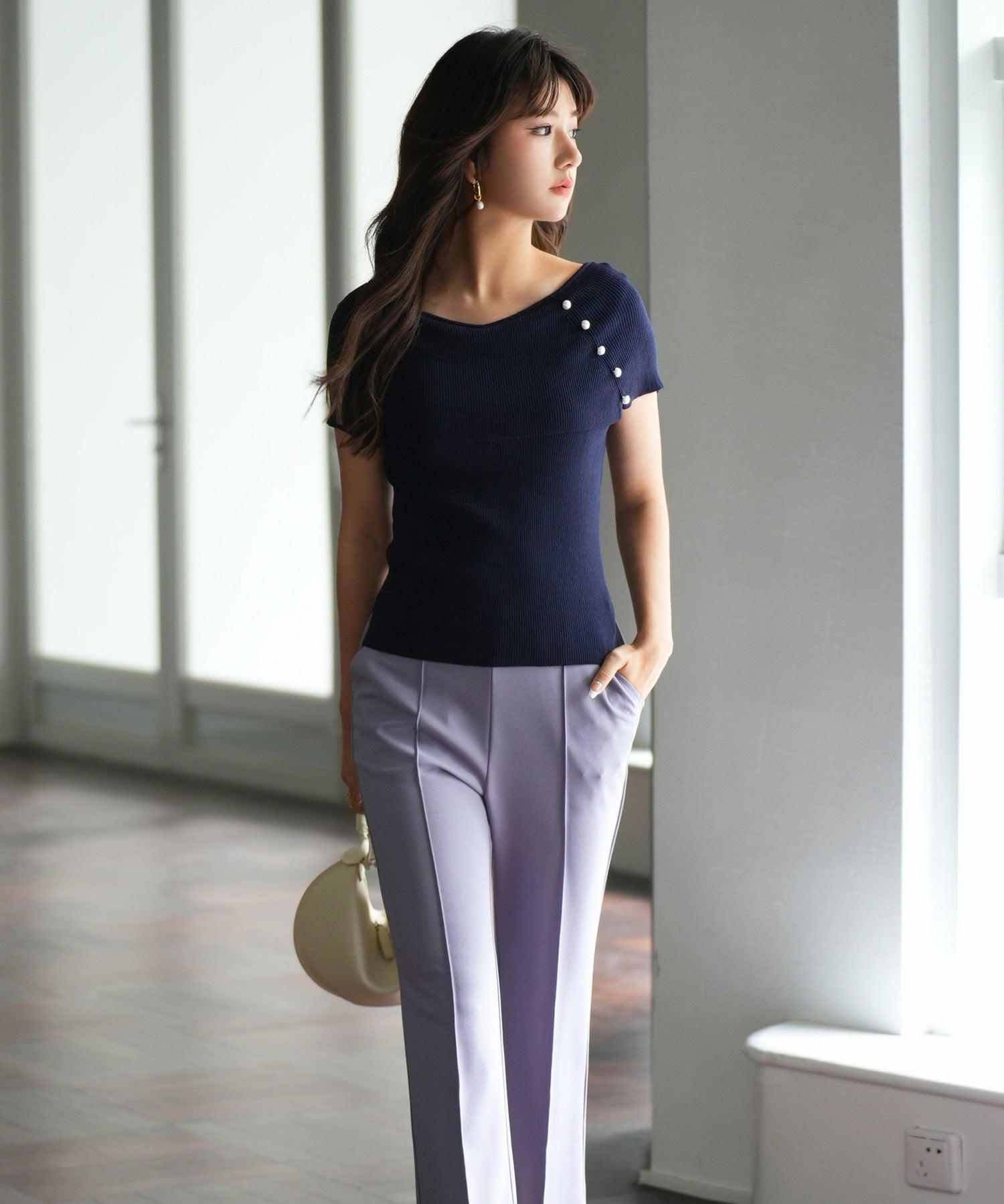 ケープ風2way半袖サマーニットsdpxyf6116 ネイビー