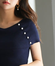 ケープ風2way半袖サマーニットsdpxyf6116 ネイビー