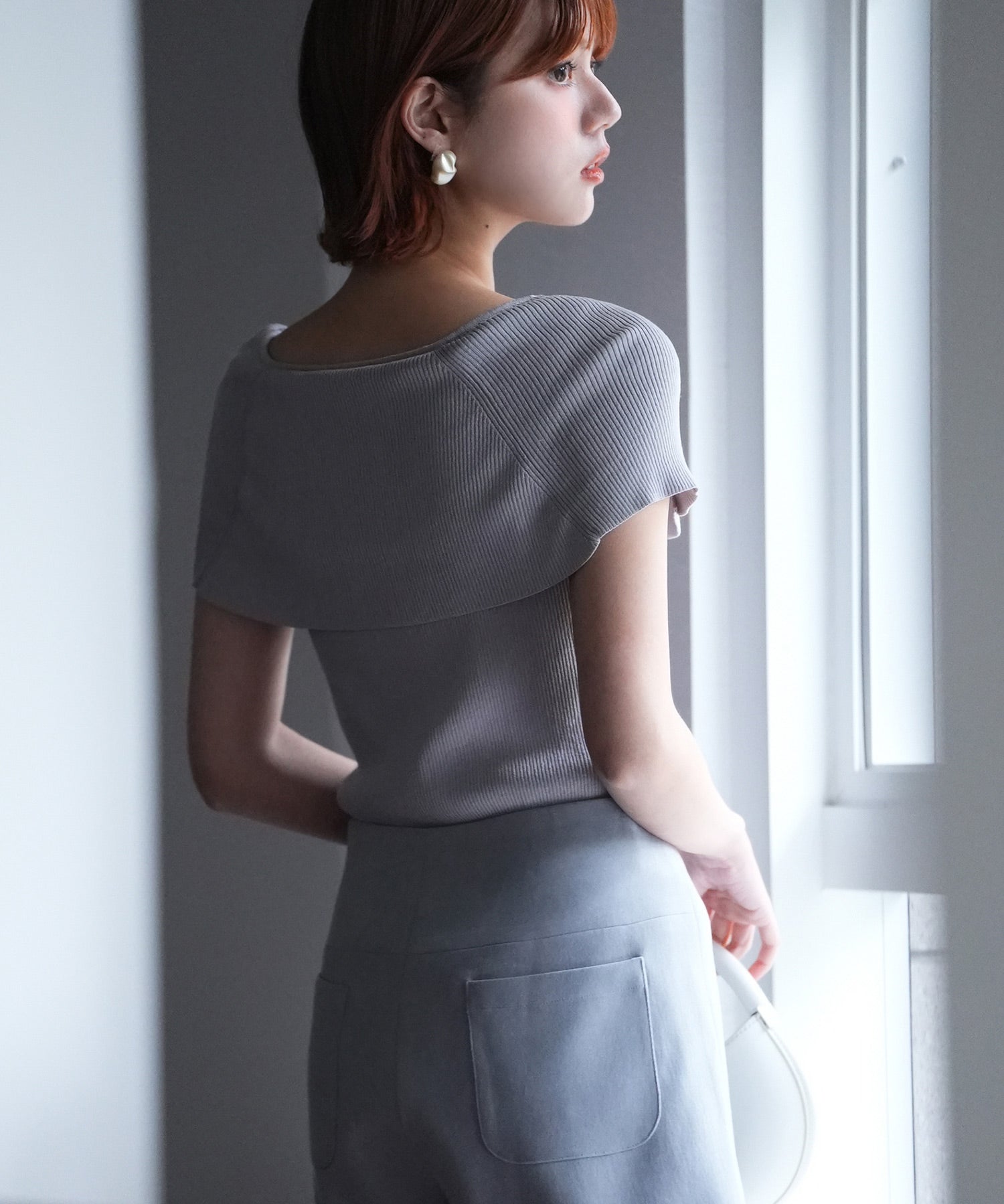 ケープ風2way半袖サマーニットsdpxyf6116 グレー