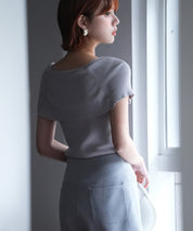 ケープ風2way半袖サマーニットsdpxyf6116 グレー