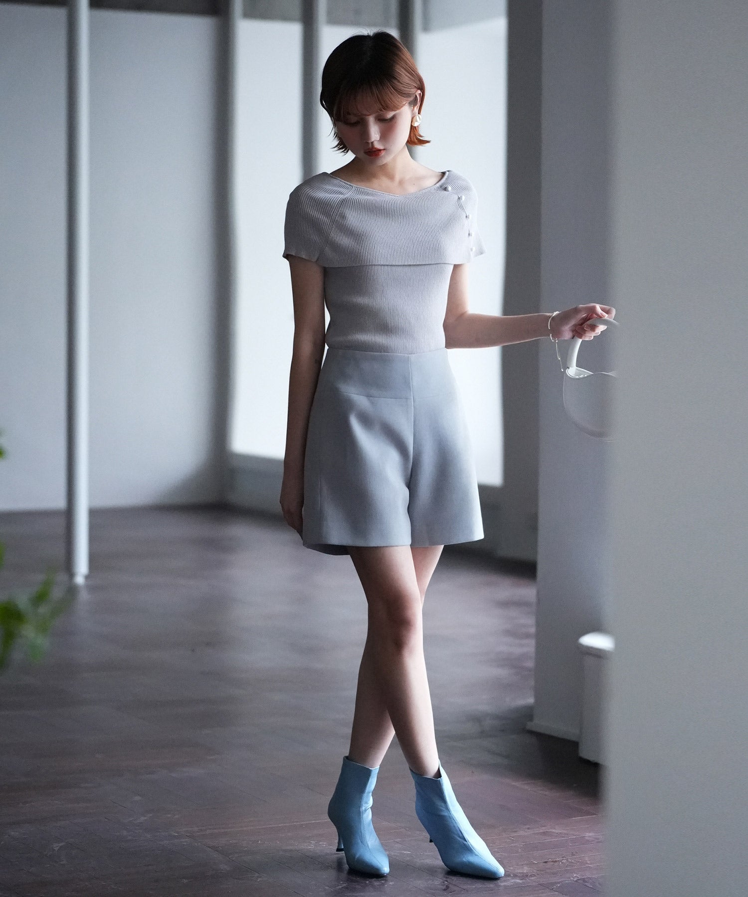 ケープ風2way半袖サマーニットsdpxyf6116 グレー