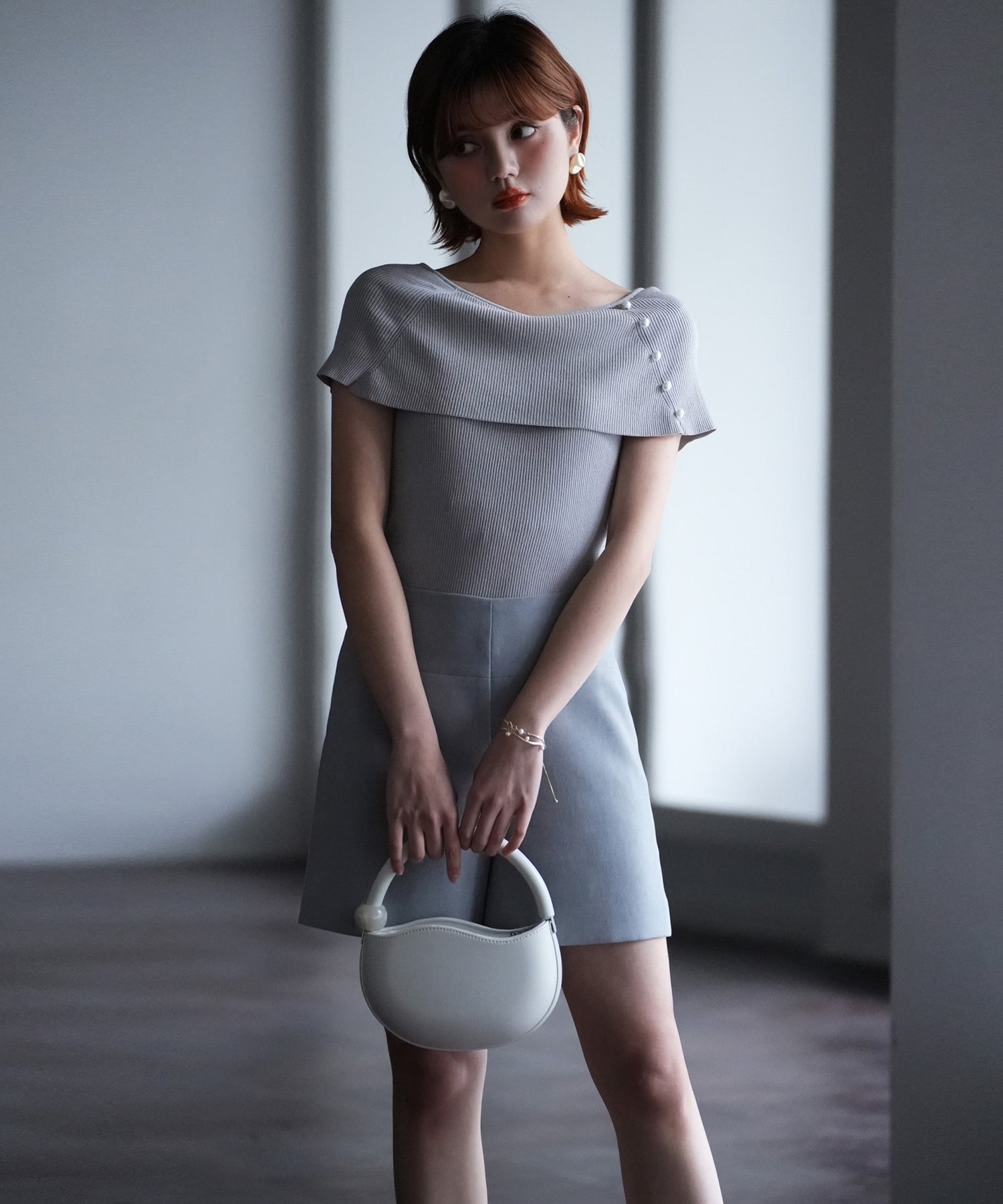 ケープ風2way半袖サマーニットsdpxyf6116 グレー