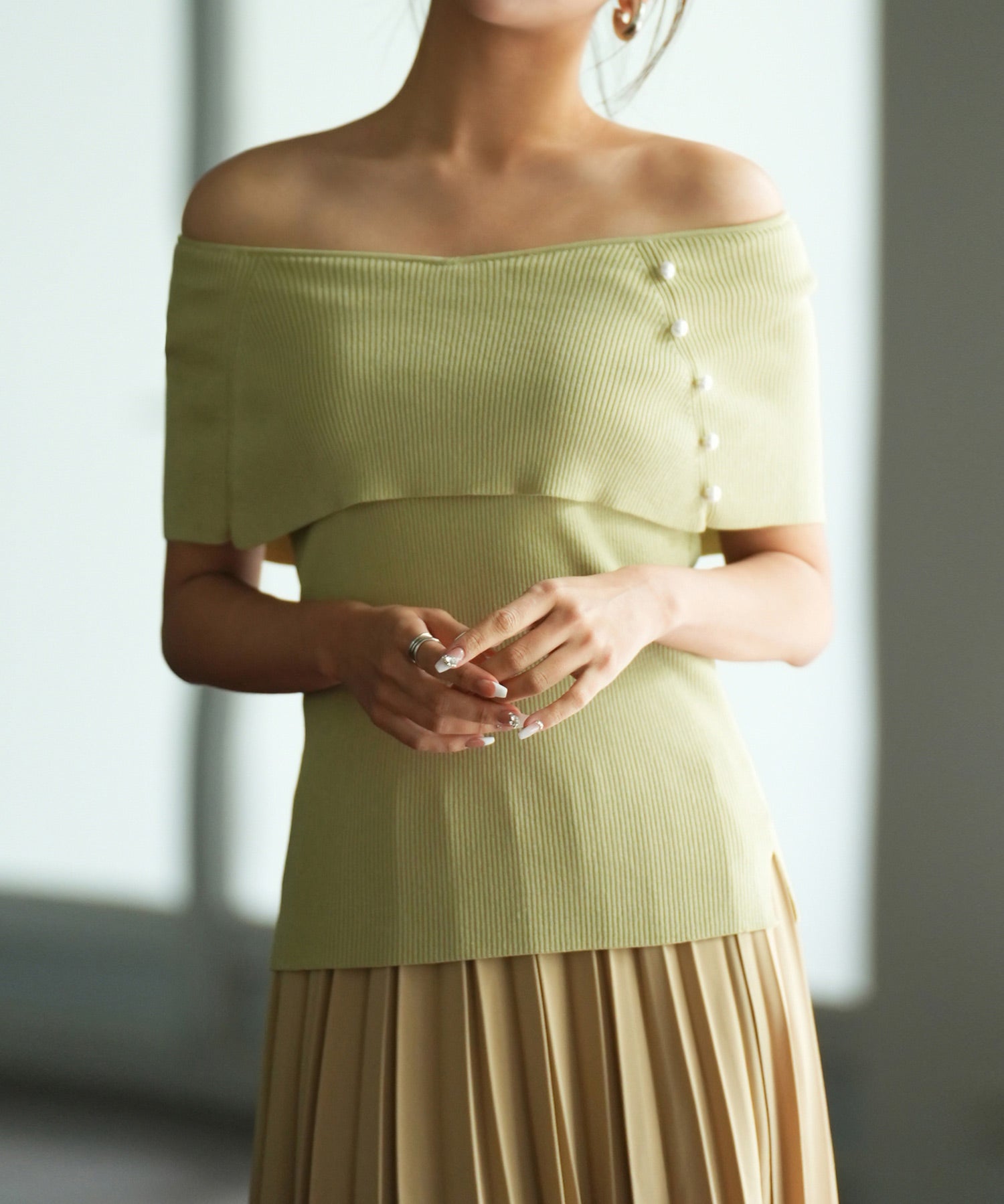 ケープ風2way半袖サマーニットsdpxyf6116 ライム