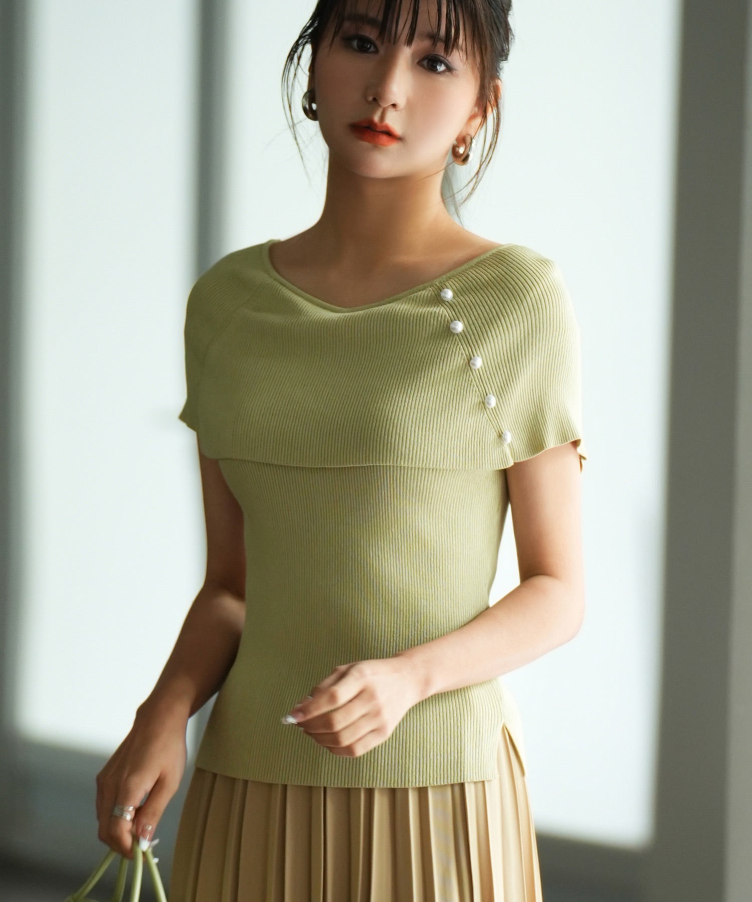 ケープ風2way半袖サマーニットsdpxyf6116 ライム