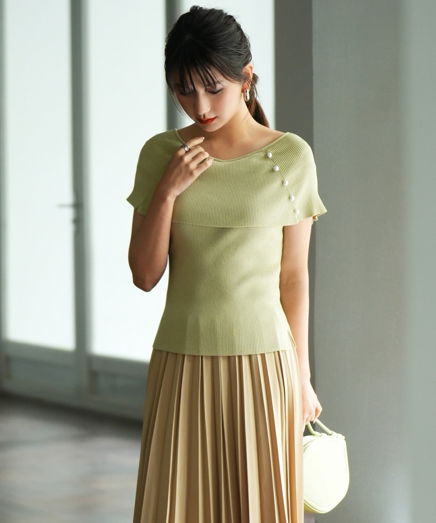 ケープ風2way半袖サマーニットsdpxyf6116 ライム