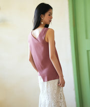 アシメトリーノースリーブサマーニットsdpxyf6119 エンジ