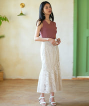 アシメトリーノースリーブサマーニットsdpxyf6119 エンジ