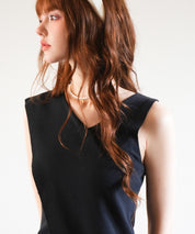 アシメトリーノースリーブサマーニットsdpxyf6119 ブラック