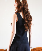 アシメトリーノースリーブサマーニットsdpxyf6119 ブラック