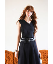 アシメトリーノースリーブサマーニットsdpxyf6119 ブラック