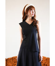 アシメトリーノースリーブサマーニットsdpxyf6119 ブラック