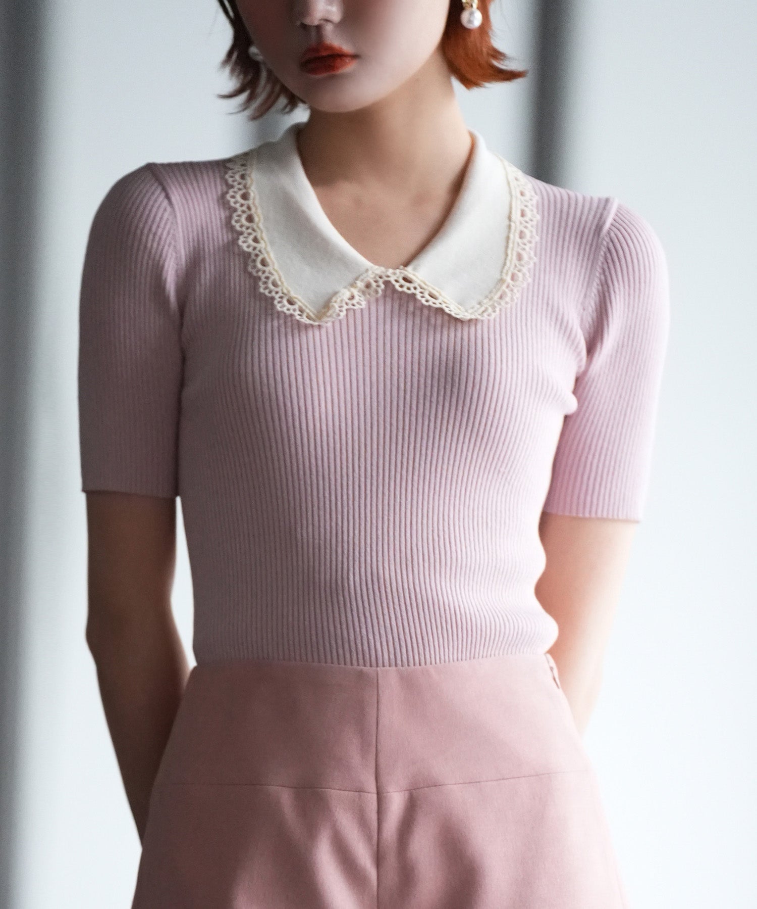 ピーターパンカラー半袖サマーニットsdpxyf6126-103-26