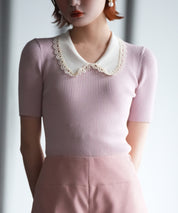 ピーターパンカラー半袖サマーニットsdpxyf6126-103-26