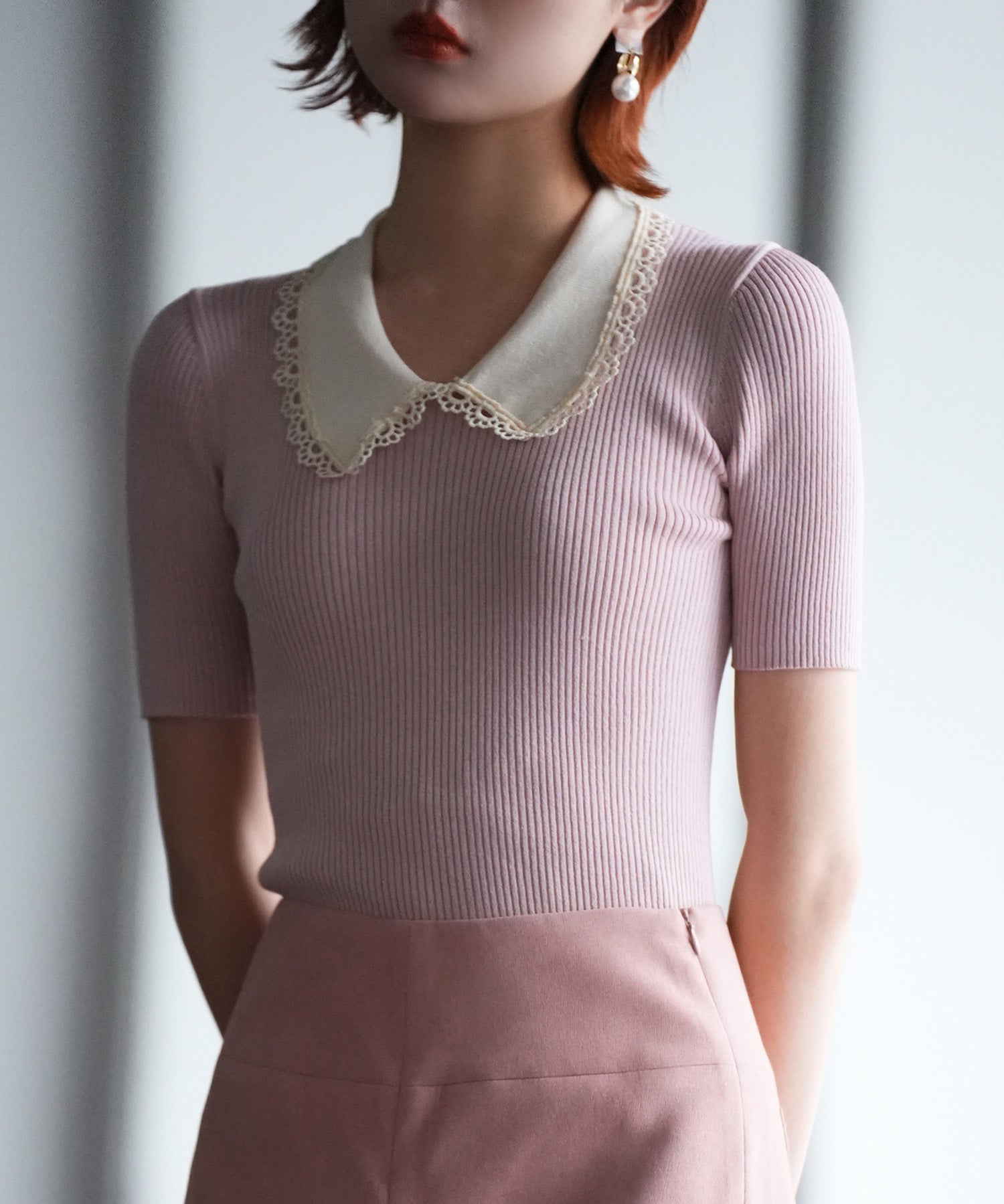 ピーターパンカラー半袖サマーニットsdpxyf6126 ピンク