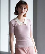 ピーターパンカラー半袖サマーニットsdpxyf6126 ピンク