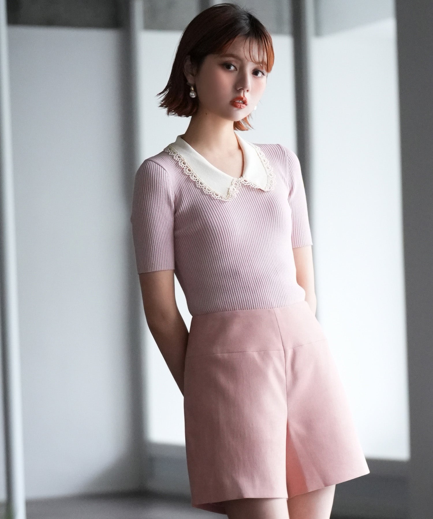 ピーターパンカラー半袖サマーニットsdpxyf6126 ピンク