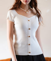 ダイヤモンドネックリブ編みサマーニットsdpxyf6127-103-1