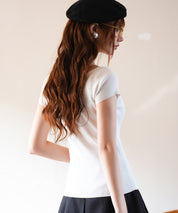 ダイヤモンドネックリブ編みサマーニットsdpxyf6127 ホワイト