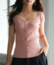 ダイヤモンドネックリブ編みサマーニットsdpxyf6127-103-26