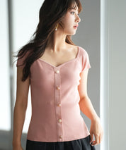 ダイヤモンドネックリブ編みサマーニットsdpxyf6127 ピンク