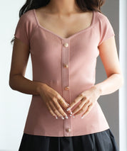 ダイヤモンドネックリブ編みサマーニットsdpxyf6127 ピンク