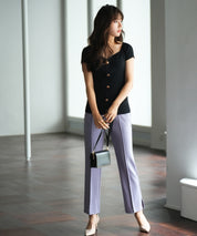 ダイヤモンドネックリブ編みサマーニットsdpxyf6127 ブラック