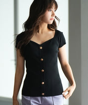 ダイヤモンドネックリブ編みサマーニットsdpxyf6127 ブラック