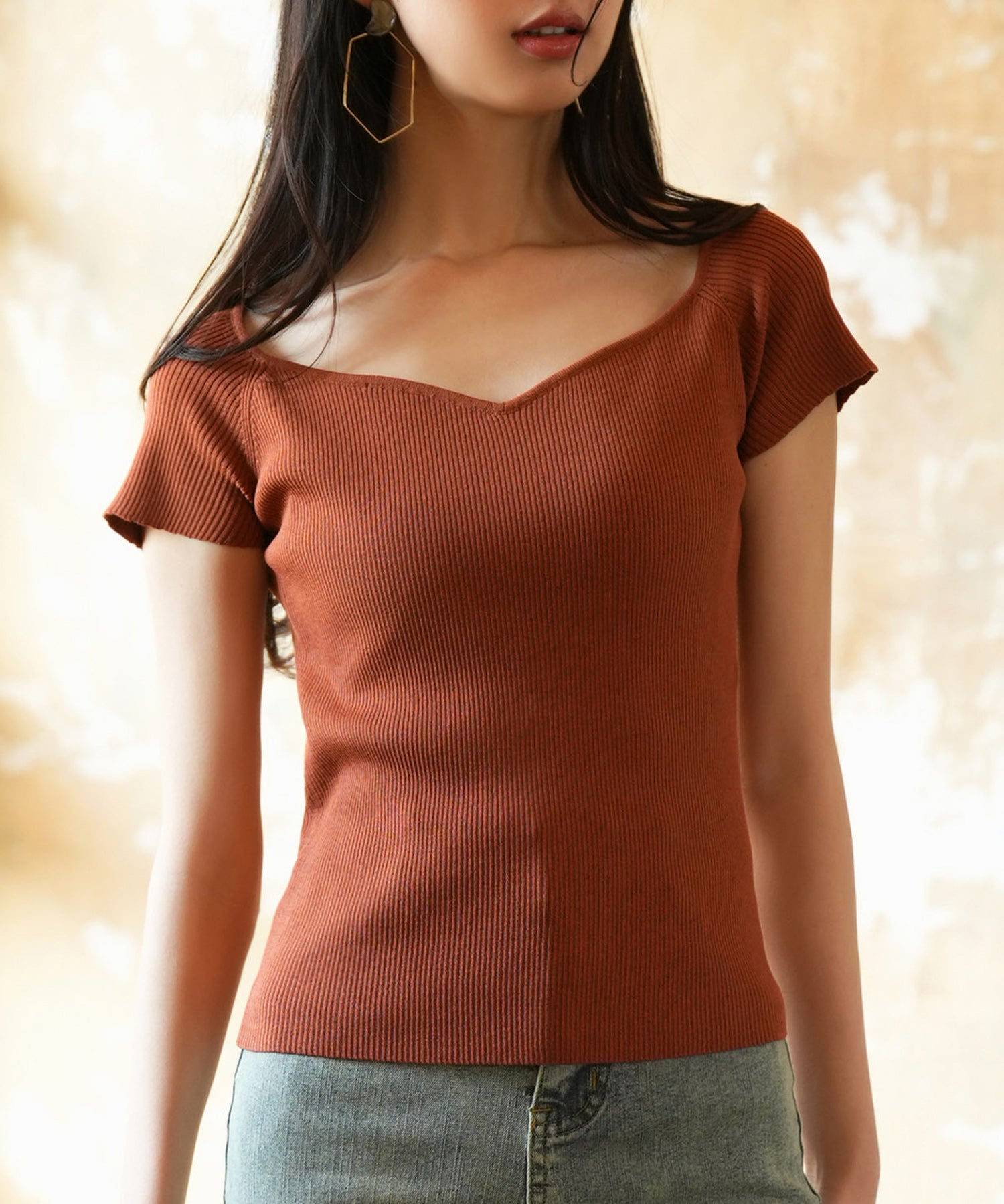 ダイヤモンドネックサマーニットsdpxyf6128-103-337