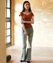 ダイヤモンドネックサマーニットsdpxyf6128 レンガ