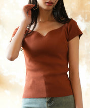 ダイヤモンドネックサマーニットsdpxyf6128 レンガ