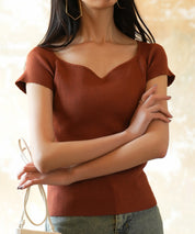 ダイヤモンドネックサマーニットsdpxyf6128 レンガ