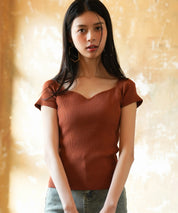 ダイヤモンドネックサマーニットsdpxyf6128 レンガ