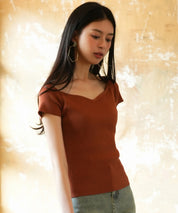 ダイヤモンドネックサマーニットsdpxyf6128 レンガ