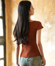 ダイヤモンドネックサマーニットsdpxyf6128 レンガ