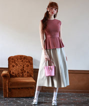 【2way】ペプラム裾サマーニットsdpxyf6129 エンジ