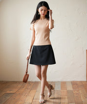 リブ編みクルーネックサマーニットsdpxyf6133 ベージュ