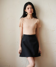 リブ編みクルーネックサマーニットsdpxyf6133 ベージュ