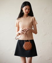 リブ編みクルーネックサマーニットsdpxyf6133 ベージュ