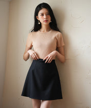 リブ編みクルーネックサマーニットsdpxyf6133 ベージュ