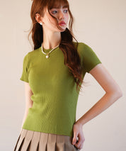 リブ編みクルーネックサマーニットsdpxyf6133-103-35