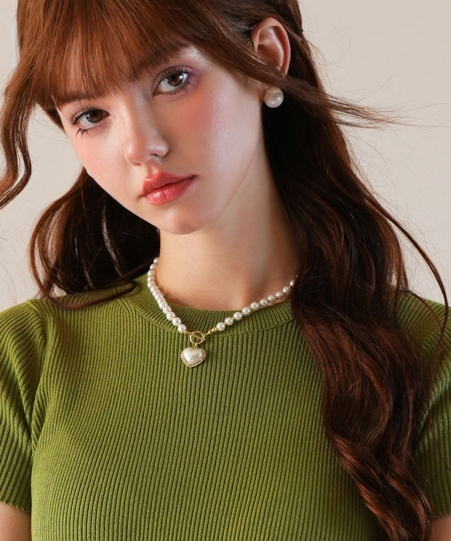 リブ編みクルーネックサマーニットsdpxyf6133 グリーン